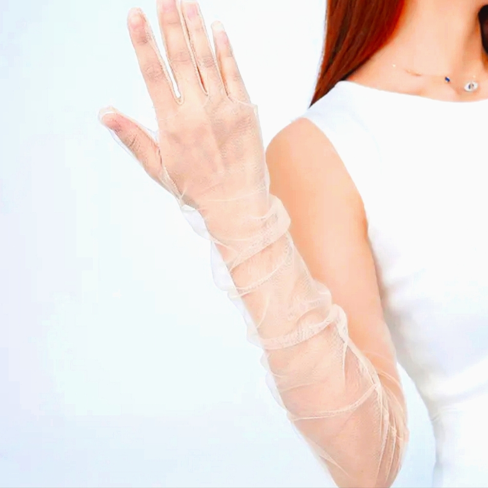 Elegant Classy Sophisticated Sheer White Gloves Opera, Tea Party Derby W…